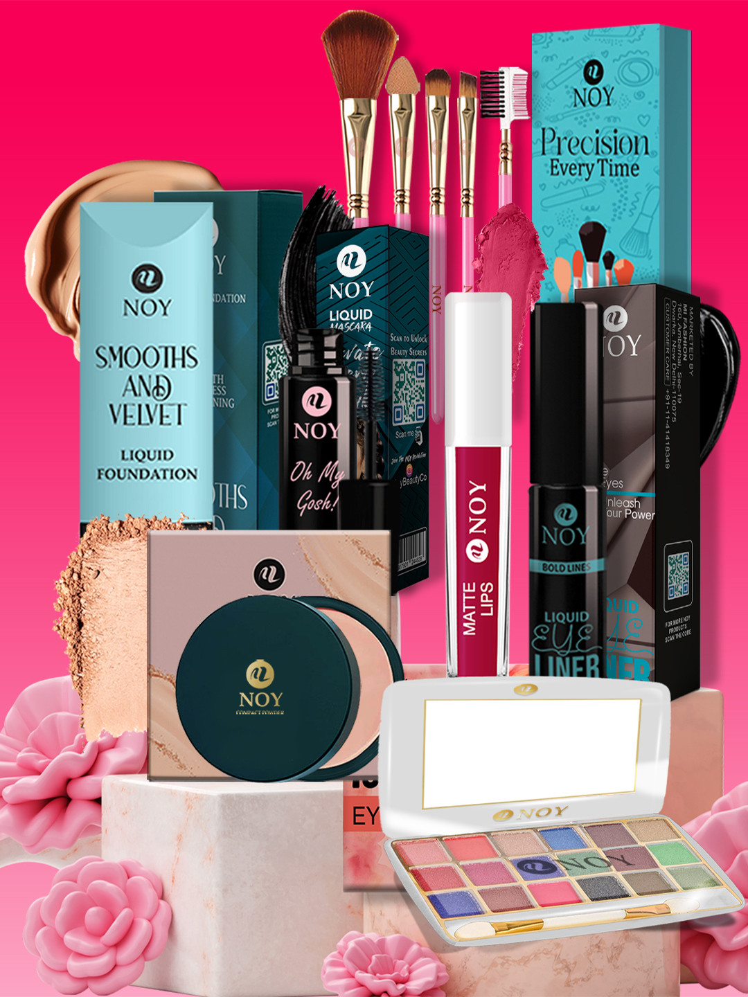 NOY Set Of 11 Long Lasting Waterproof All-in-One Glam Pro Makeup Kit