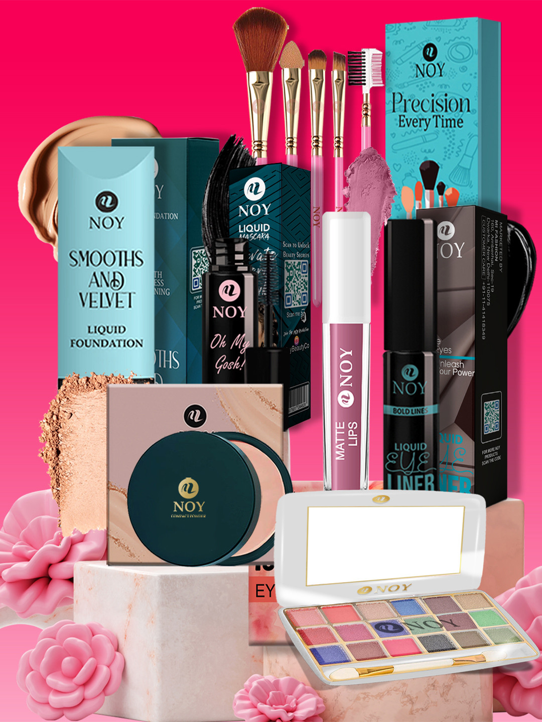 NOY 11 Pcs Makeup Kit for Women & Girls Mascara, Eyeliner, Lipstick, Compact & Brush set