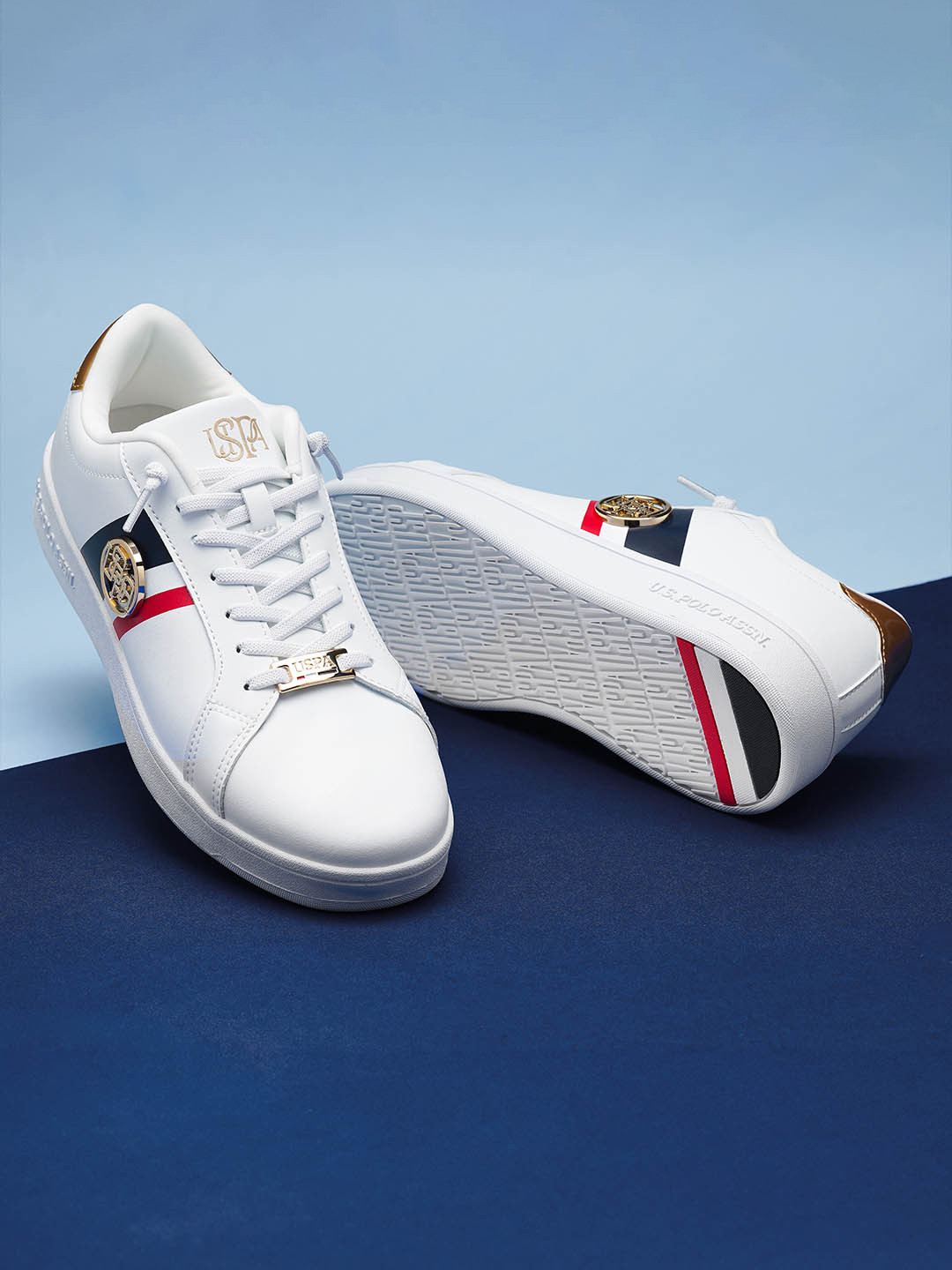 U.S. Polo Assn. Women EMERY 3.0 Women Striped Lace-Ups PU Sneakers