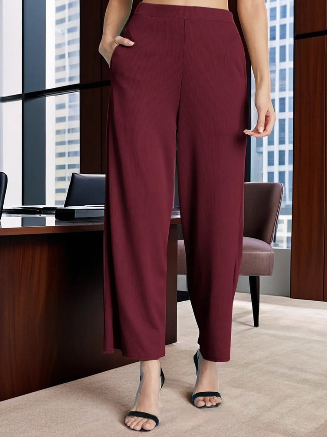 Moda Rapido Women Easy Wash Pleated Trousers