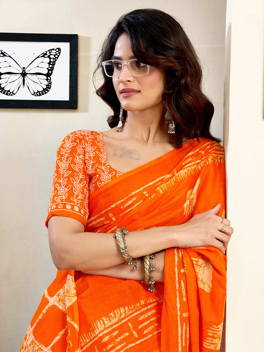 Mitera Batik Cotton Ready to Wear Saree With Unstitched Blouse Piece