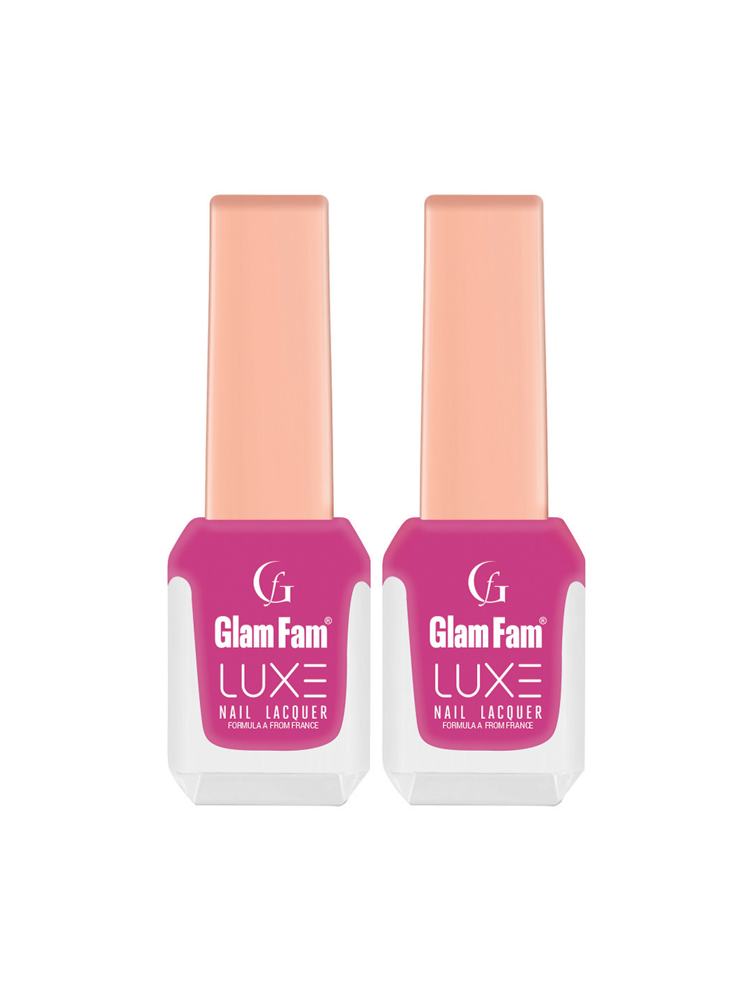 GlamFam Luxe Set Of 2 Glossy Finish Nail Lacquer - 12 ml Each - Pink Punch 18