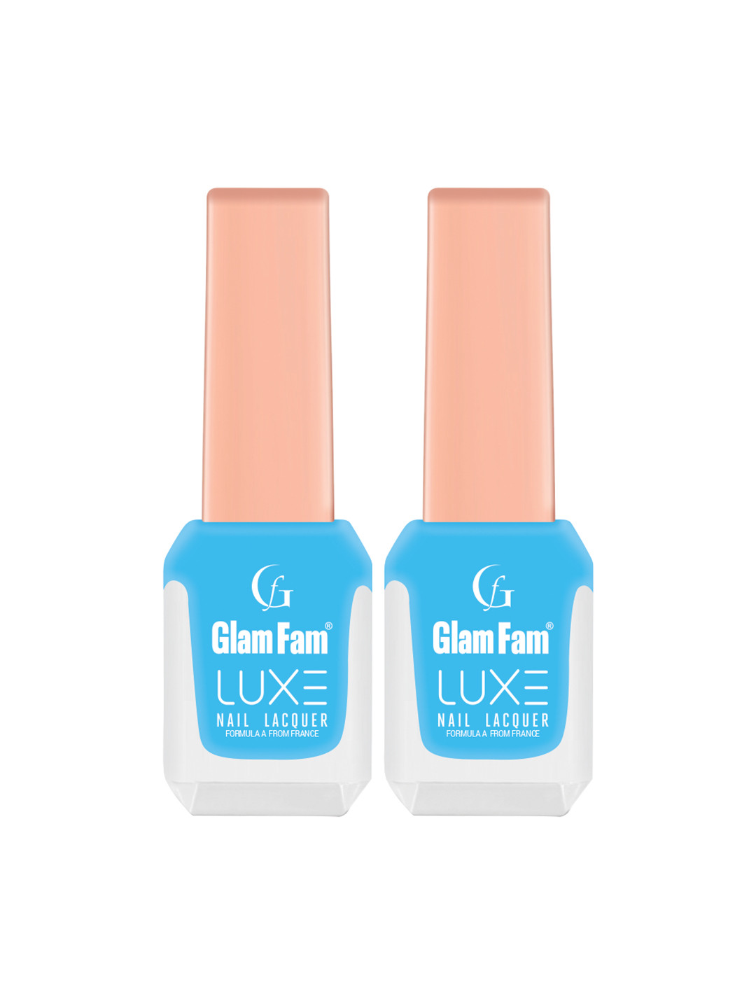 GlamFam Luxe Set Of 2 Glossy Nail Lacquer - 12 ml Each - True Blue - 29
