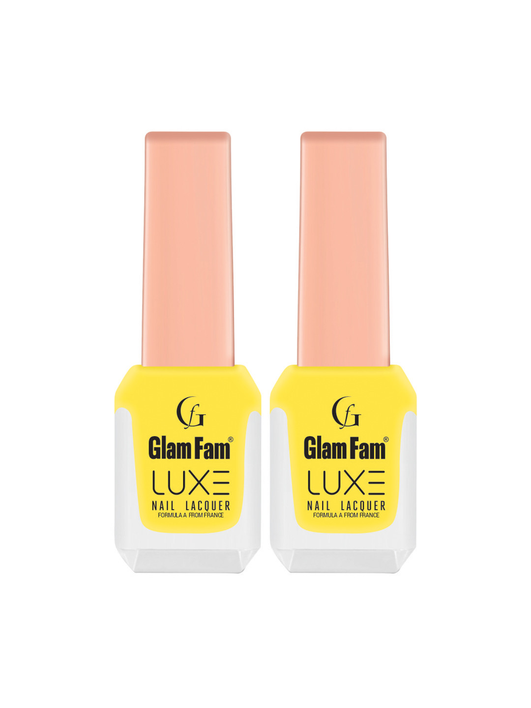 GlamFam Set Of 2 Glossy Finish Luxe Nail Lacquer - 12 ml Each - Yellow - 08