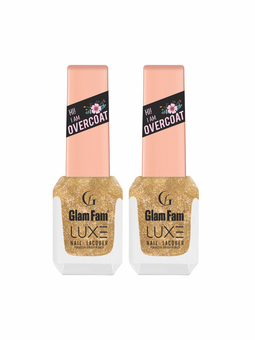GlamFam Luxe Set Of 2 Glossy Finish Nail Lacquer - 12 ml Each - Champange Glitz - 54
