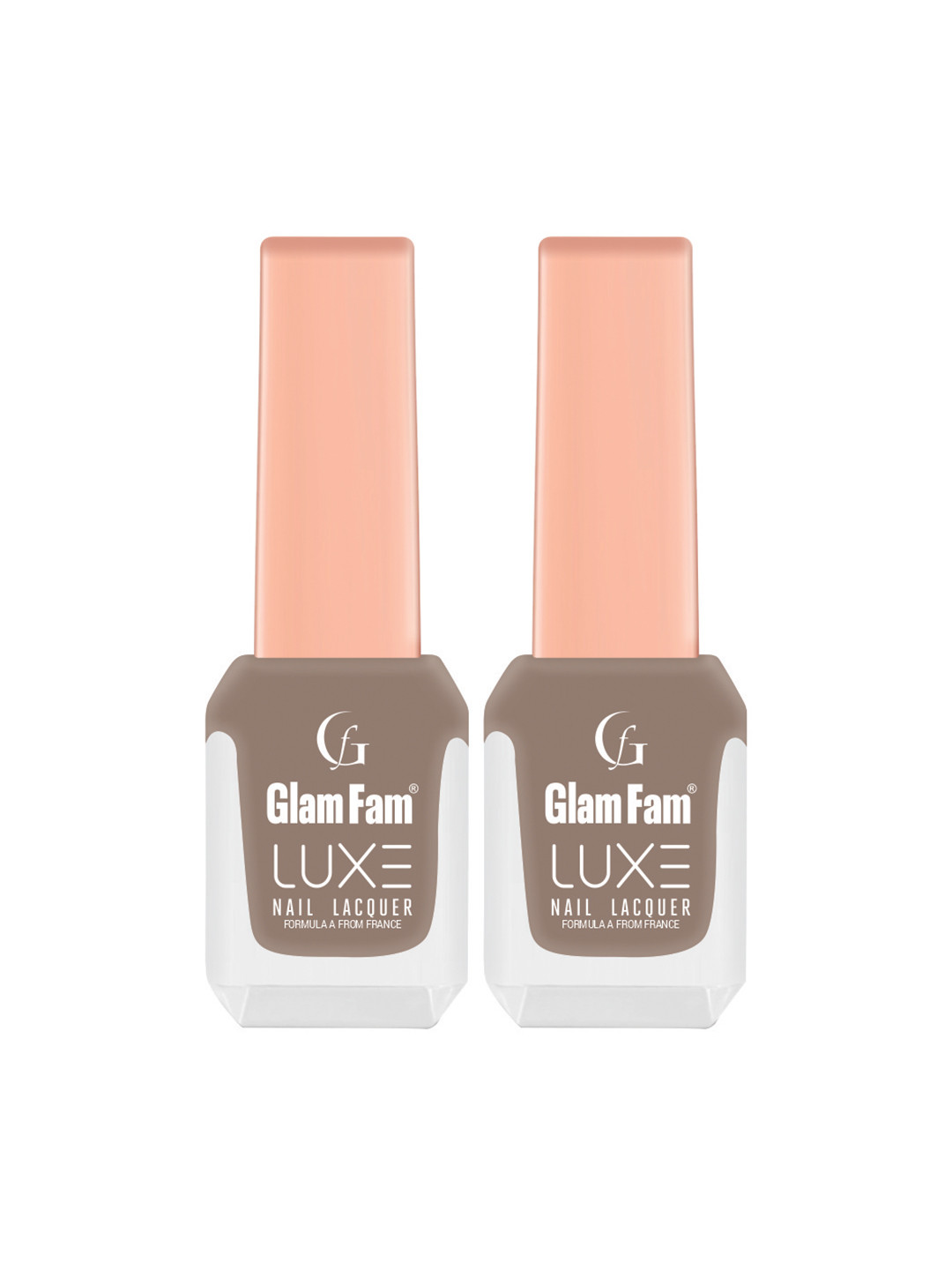 GlamFam Set Of 2 Glossy Finish Luxe Nail Lacquer - 12 ml Each - Mud Brown 32