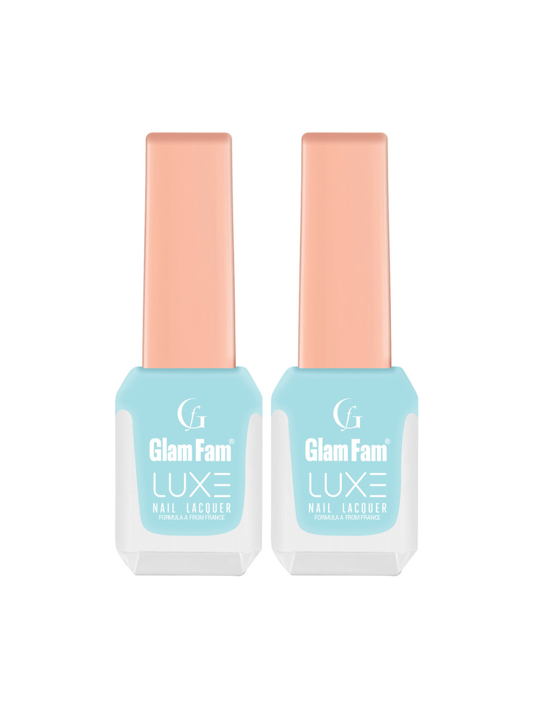 GlamFam Luxe Set Of 2 Glossy Finish Nail Lacquer - 12 ml Each - Cyan 10