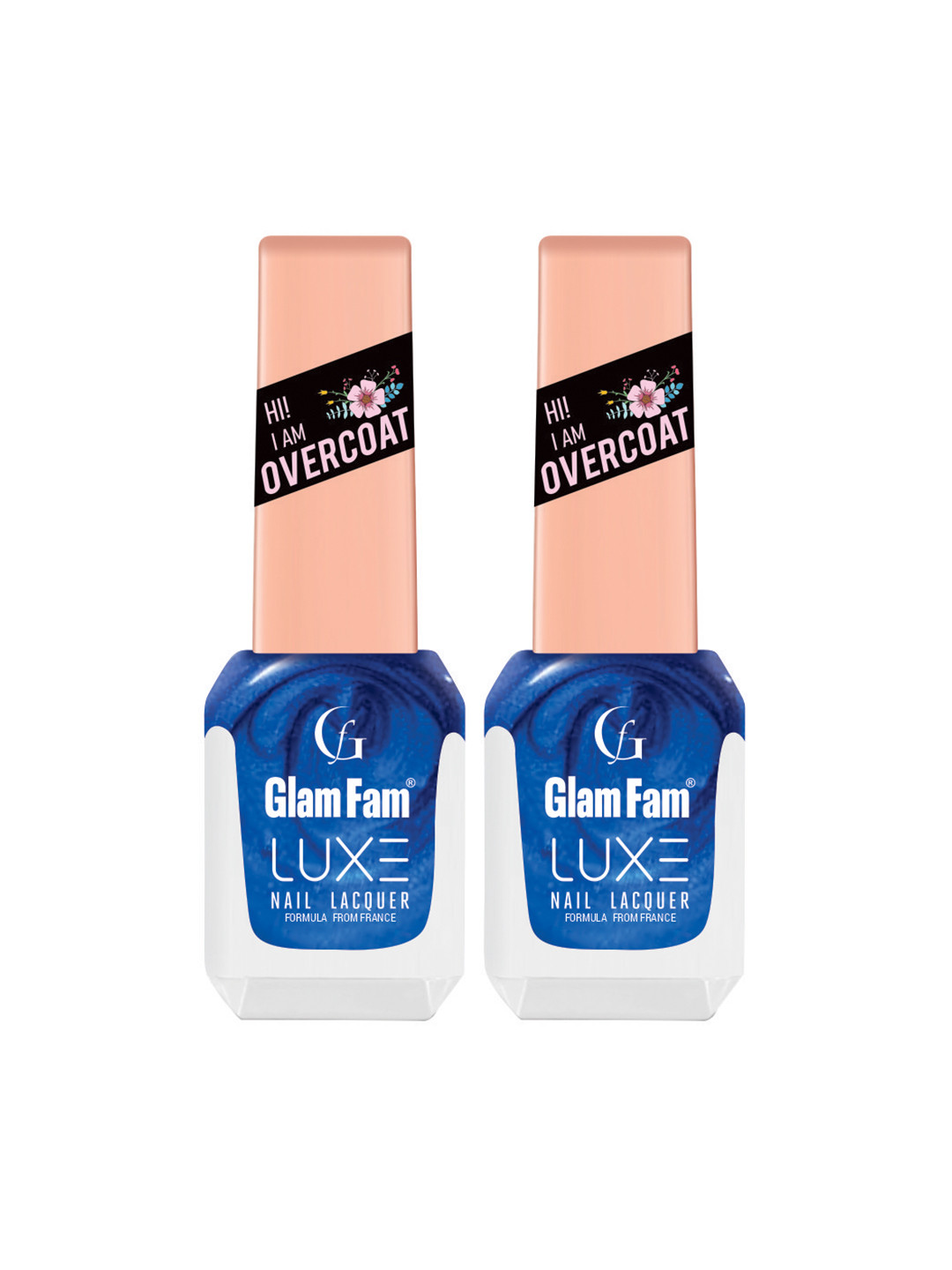 GlamFam Set Of 2 Glossy Finish Luxe Nail Lacquer - 12 ml Each - Blue Arora 55
