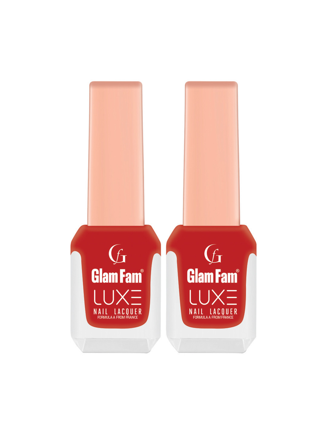 GlamFam Luxe Set Of 2 Glossy Finish Nail Lacquer - 12 ml Each - Blood Red 58