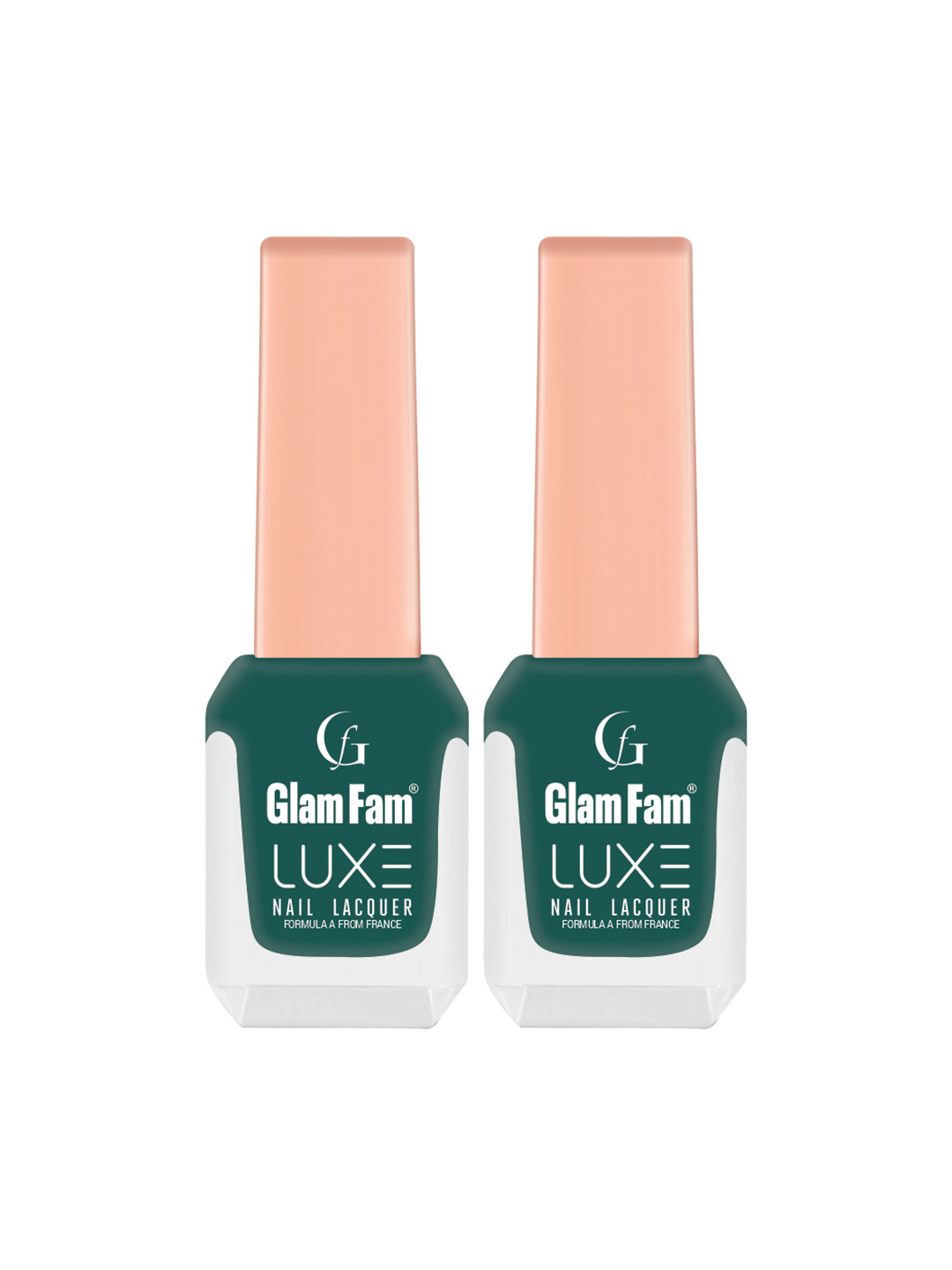 GlamFam Set Of 2 Glossy Finish Luxe Nail Lacquer - 12 ml Each - Algae Green 35