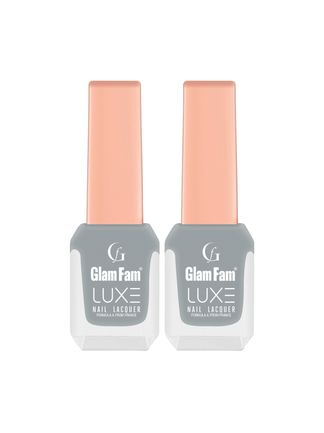 GlamFam Luxe Set Of 2 Glossy Finish Nail Lacquer - 12 ml Each - Spanish Grey - 34