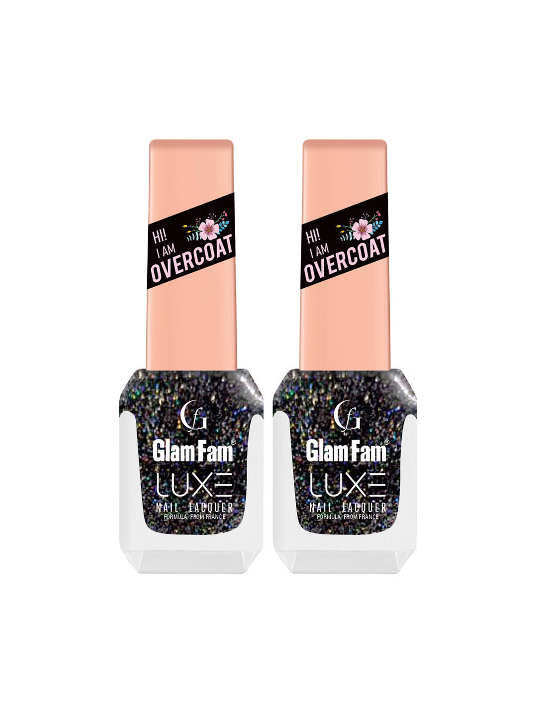 GlamFam Luxe Set Of 2 Glossy Finish Nail Lacquer - 12 ml Each - Black Diamond 57