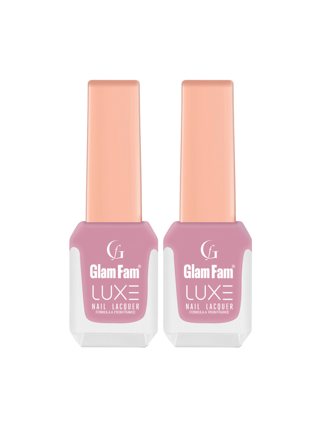 GlamFam Luxe Set Of 2 Glossy Finish Nail Lacquer - 12 ml Each - Deep Blush 12