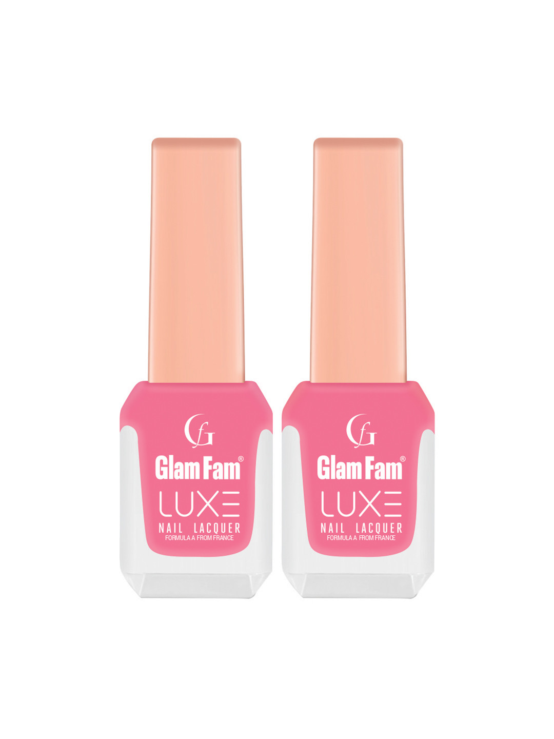 GlamFam Set Of 2 Glossy Finish Luxe Nail Lacquer - 12 ml Each - Pastel Pink 20