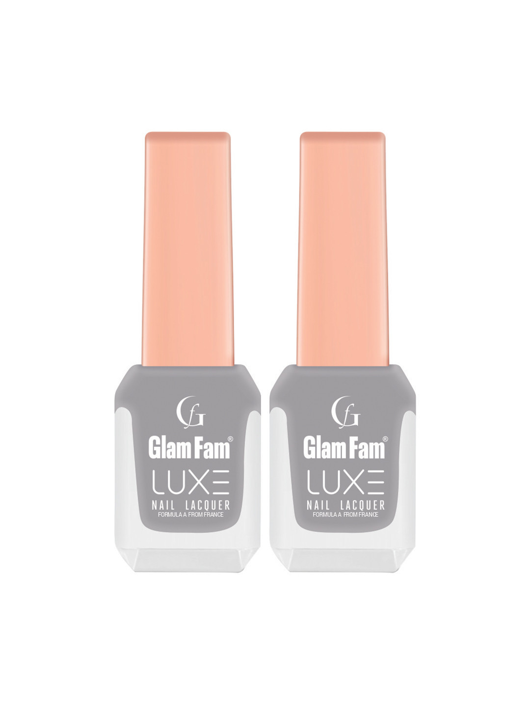 GlamFam Set Of 2 Glossy Finish Luxe Nail Lacquer - 12 ml Each - Slategrey 21