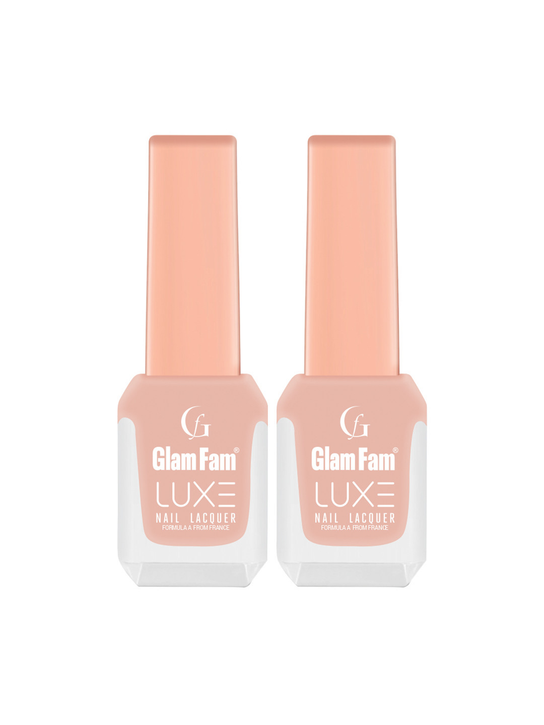 GlamFam Set Of 2 Glossy Finish Luxe Nail Lacquer - 12 ml Each - Light Beige 23