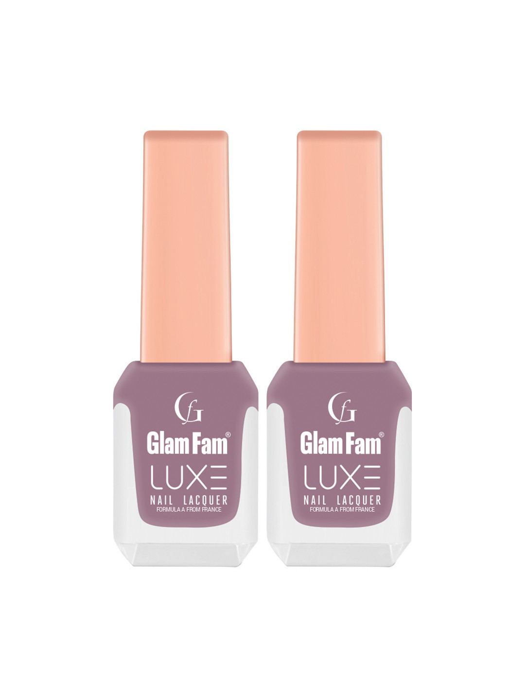 GlamFam Luxe Set Of 2 Glossy Finish Nail Lacquer - 12 ml Each - Grey Purple 47