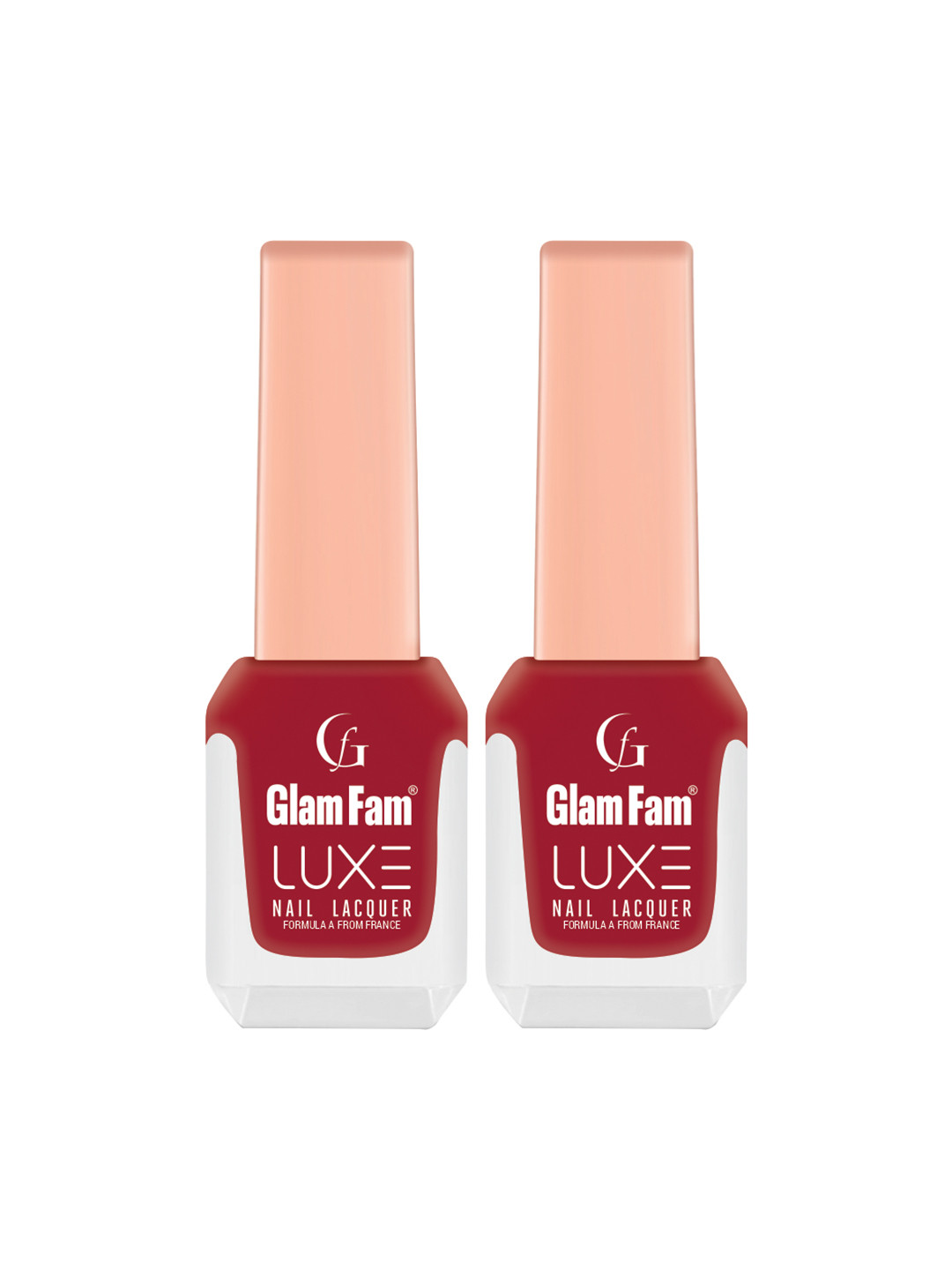 GlamFam Set Of 2 Glossy Finish Luxe Nail Lacquer - 12 ml Each - Burgundy 1