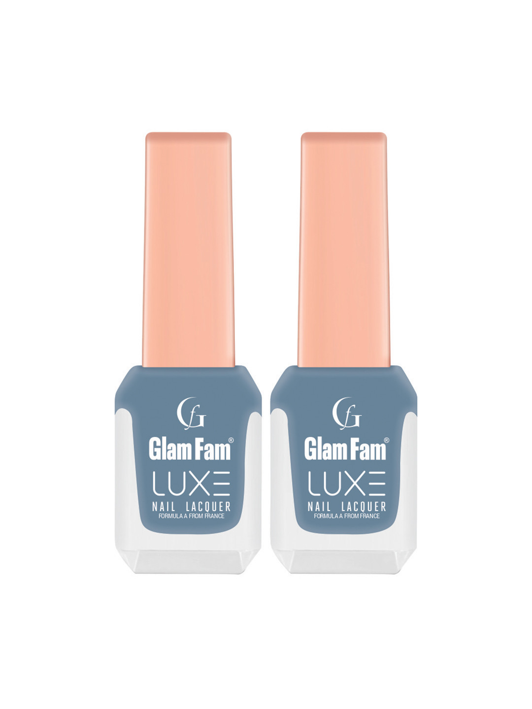GlamFam Luxe Set Of 2 Glossy Finish Nail Lacquer - 12 ml Each - Ash Grey - 63