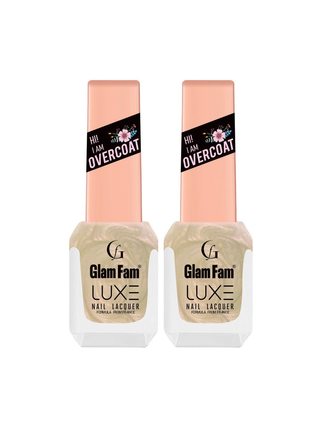 GlamFam Luxe Set Of 2 Glossy Finish Nail Lacquer - 12 ml Each - Celestail Pink 52