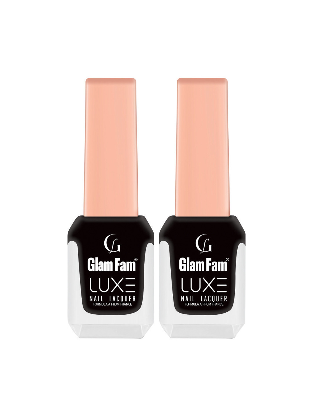 GlamFam Luxe Set Of 2 Glossy Finish Nail Lacquer - 12 ml Each - Black 60