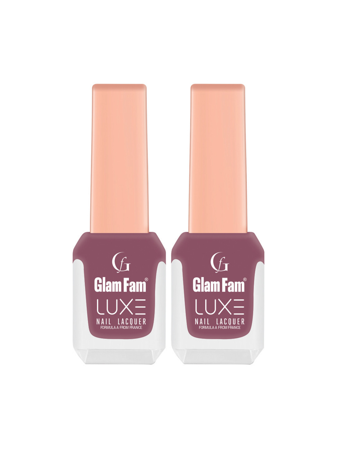 GlamFam Luxe Set Of 2 Glossy Finish Nail Lacquer - 12 ml Each - Dusky Wine 43