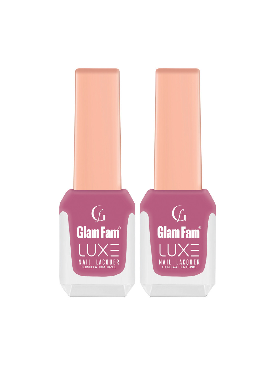 GlamFam Set Of 2 Glossy Finish Luxe Nail Lacquer - 12 ml Each - Grapevine 72