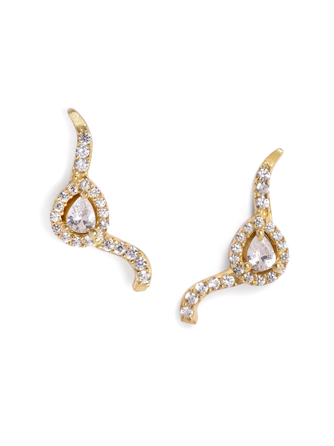 Luxevogue Women 18K Gold plated 925 Sterling Silver Moonlight Glitter Ear Cuffs Earrings