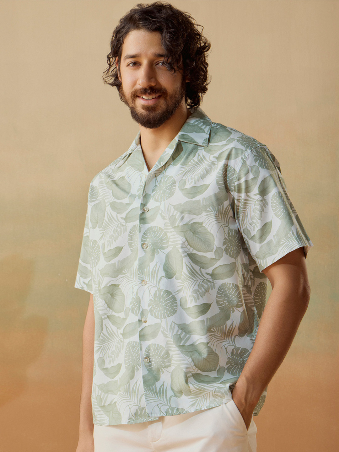 Andamen Men Casual Cotton Print Relaxed Fit Shirt