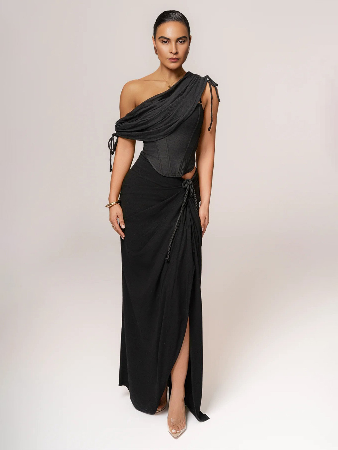 Bee Boe Women One Shoulder Neck Linen Corset Top