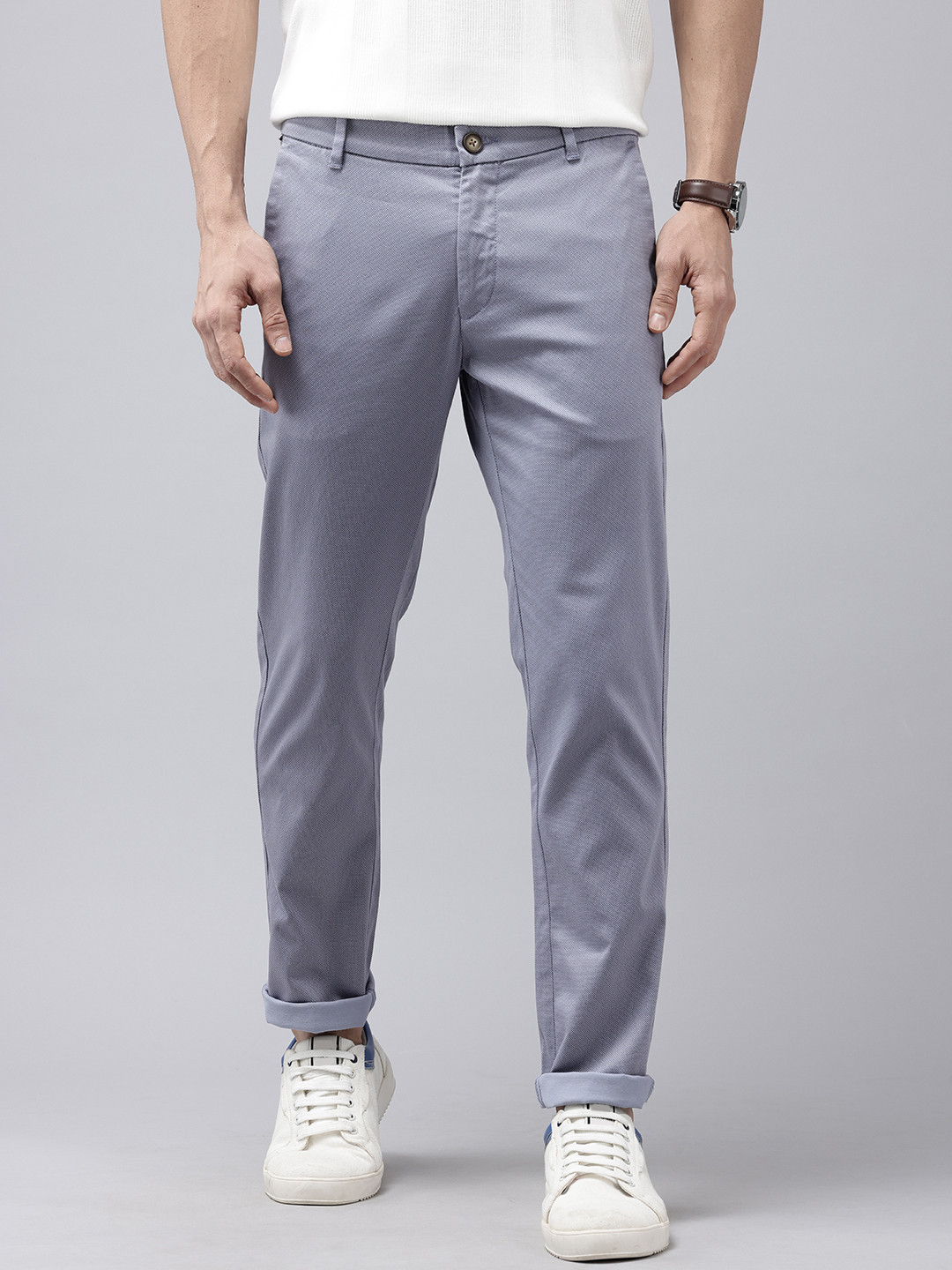 U.S. Polo Assn. Men Micro Or Ditsy Printed Denver Slim Fit Chinos Trousers