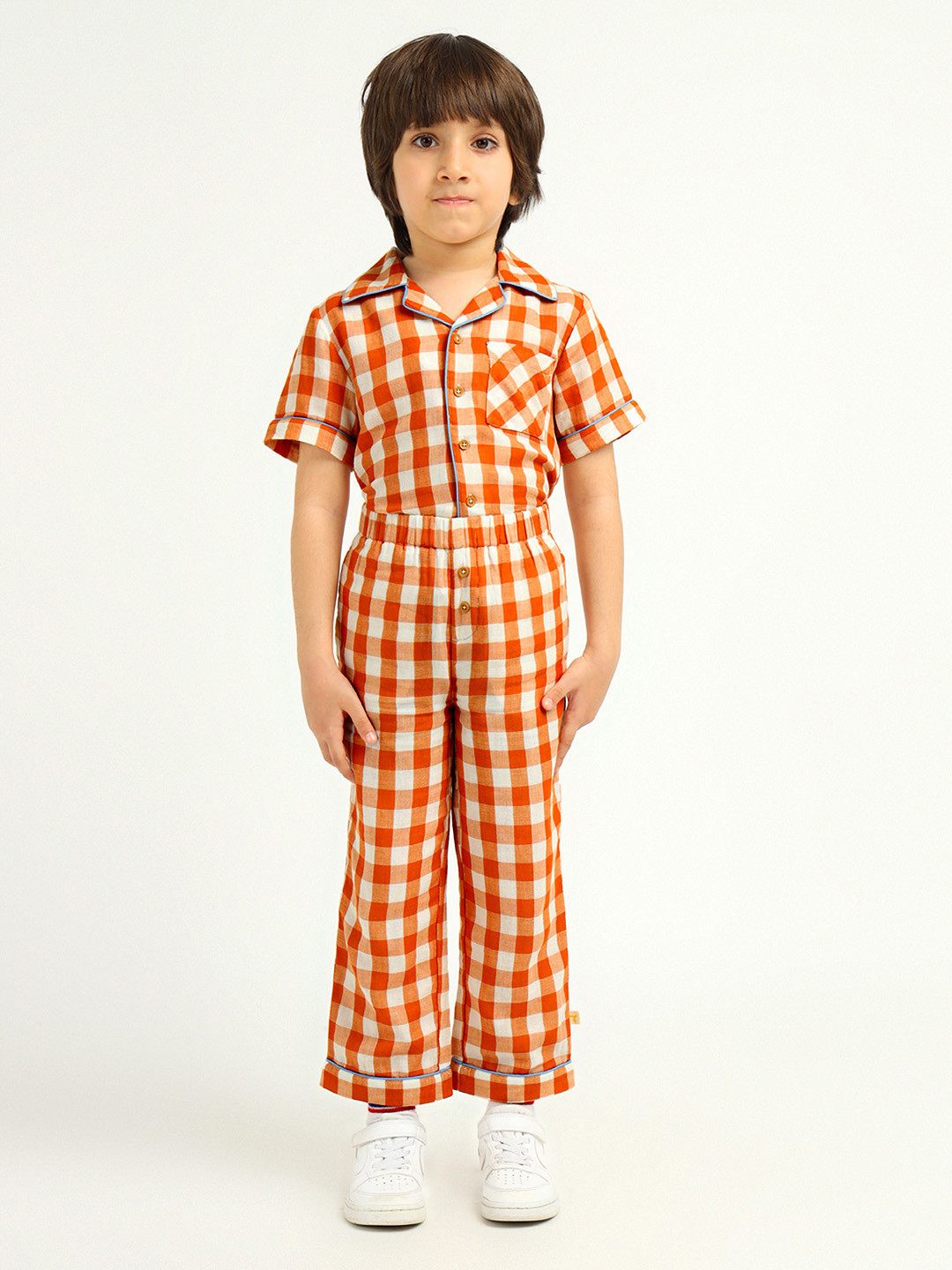 Somersault Kids Checked Shirt & Pants Night suit