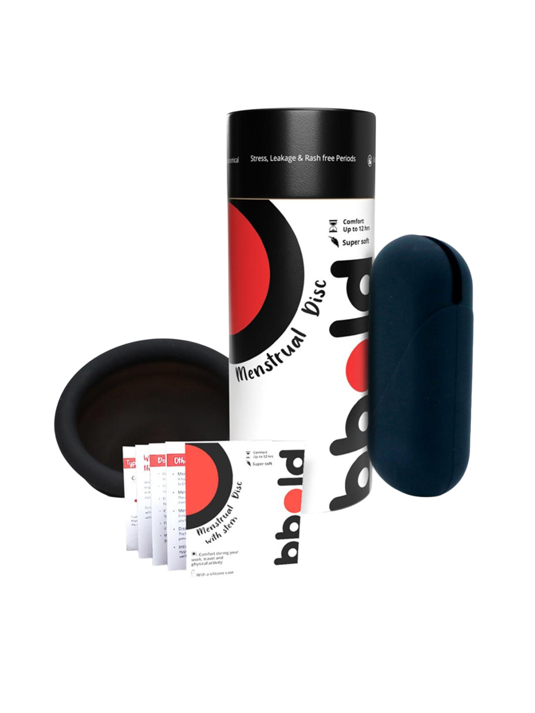 bbold Reusable 12H Leak-Free Menstrual Disc Without Stem - Small - Black