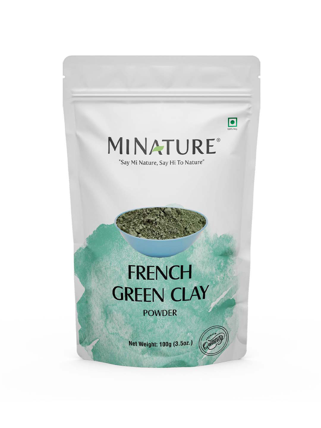 MINATURE French Green Clay Powder With Vitamin C For Acne Or Blemishes - 100 g