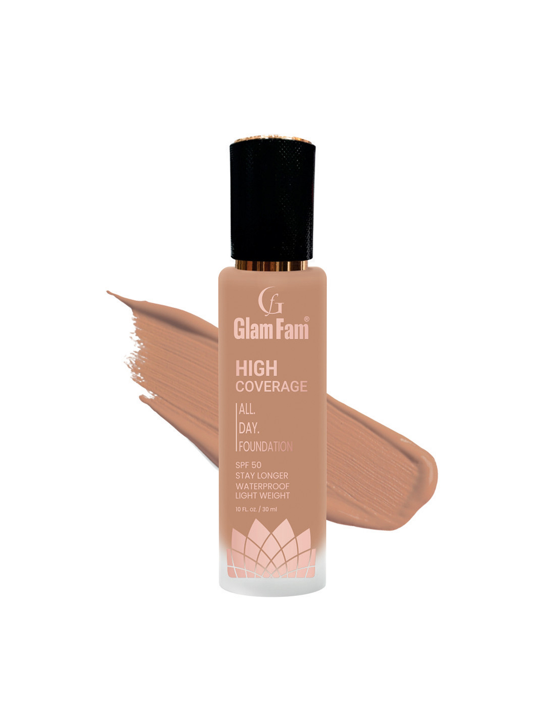 GlamFam High Coverage Waterproof Foundation- 30 ml- Sand Beige 06