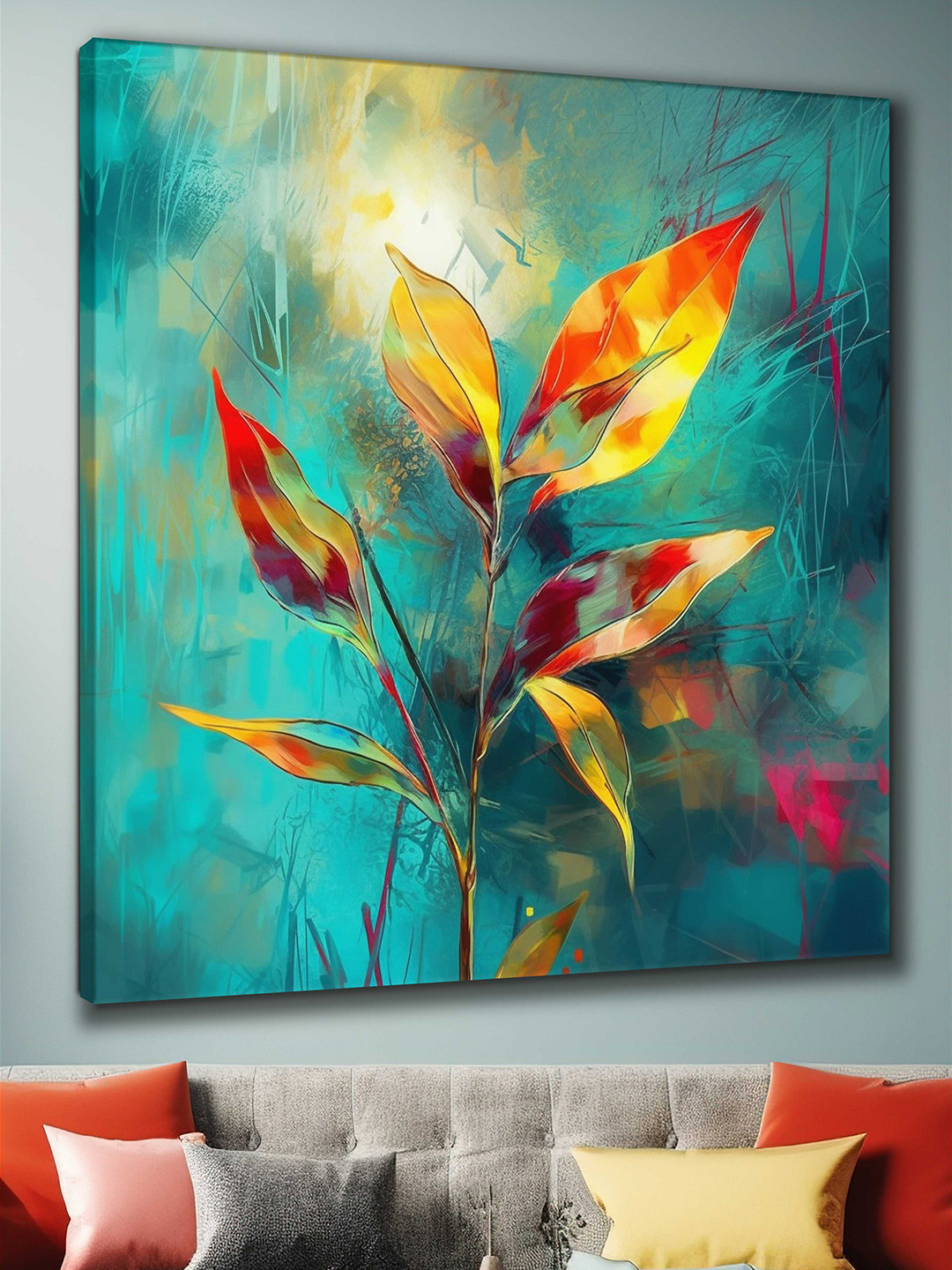 Livin'luxe Leaf Canvas Wall Square Paintings Wall Art - 24x24In