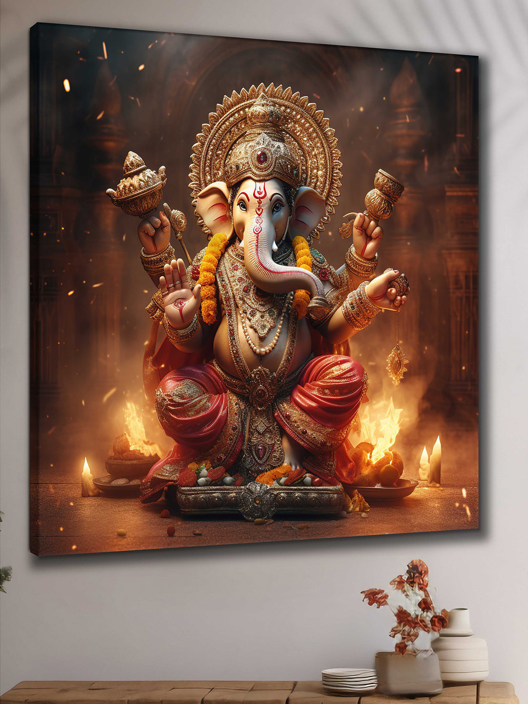 Livin'luxe Lord Ganesha Canvas Wall Rectangle Paintings Wall Art - 24 x 24 In