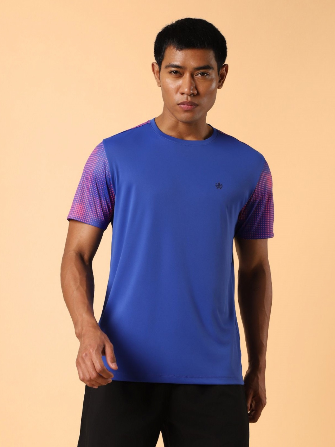 CULT Men Blue High Energy Print Training T-shirt