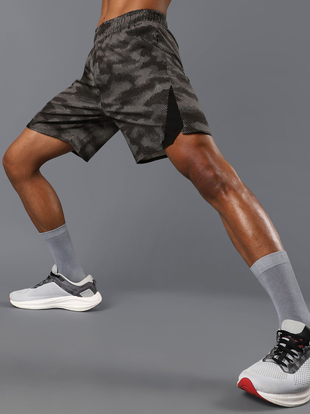 CULT Men Black Landscape Camo Run Shorts