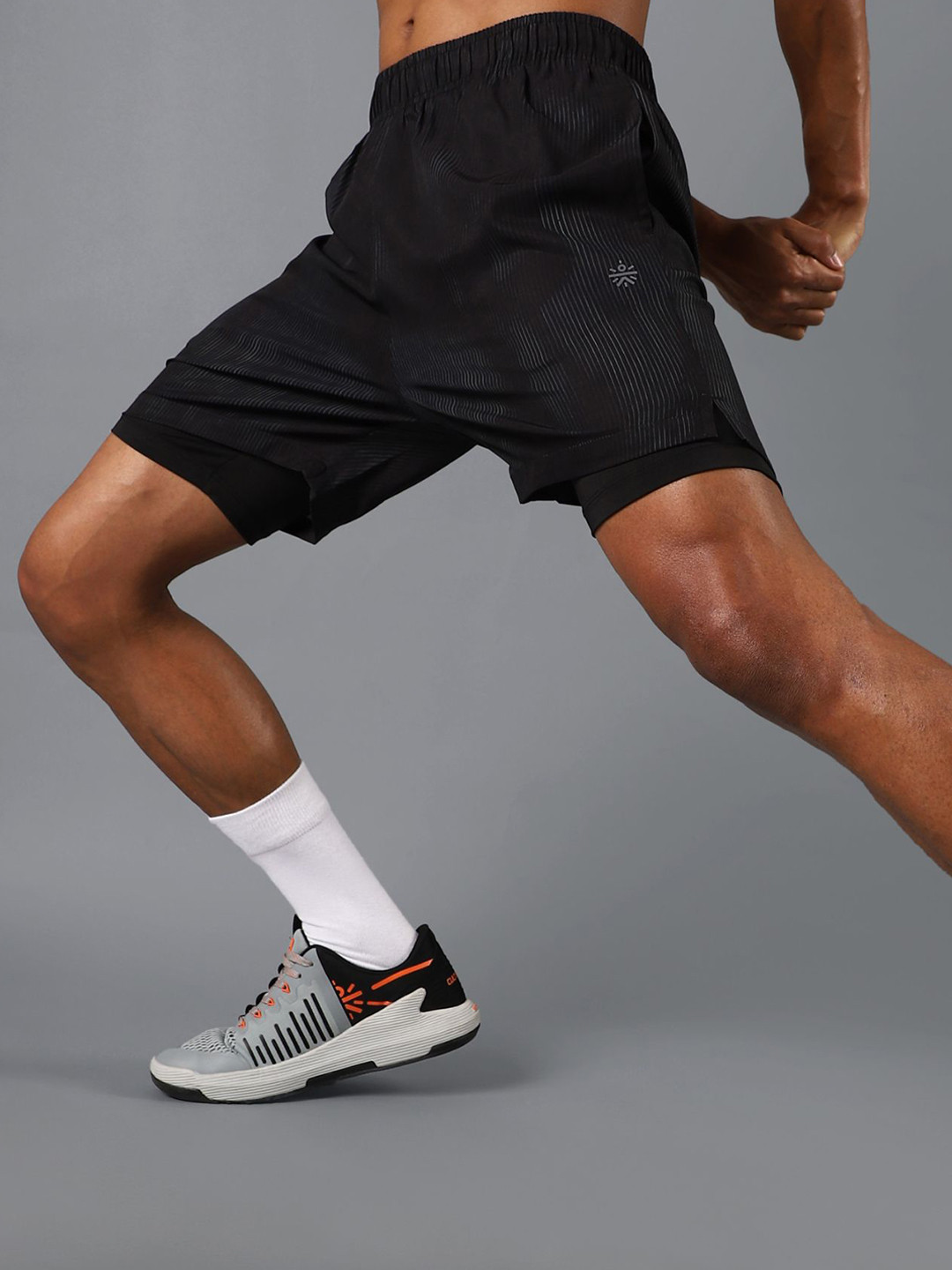 CULT Men Black Urban Camo Run Built-in Shorts