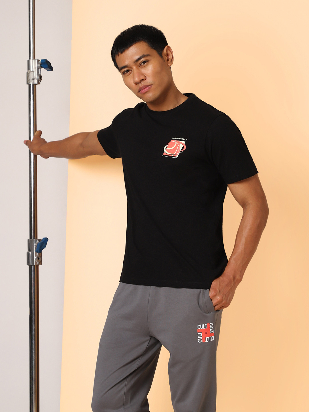 CULT Men Black Unstoppable Typo T-shirt