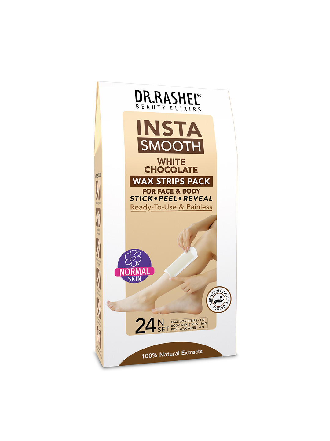 DR.RASHEL Insta Smooth White Chocolate Wax Strips- 24 Strips
