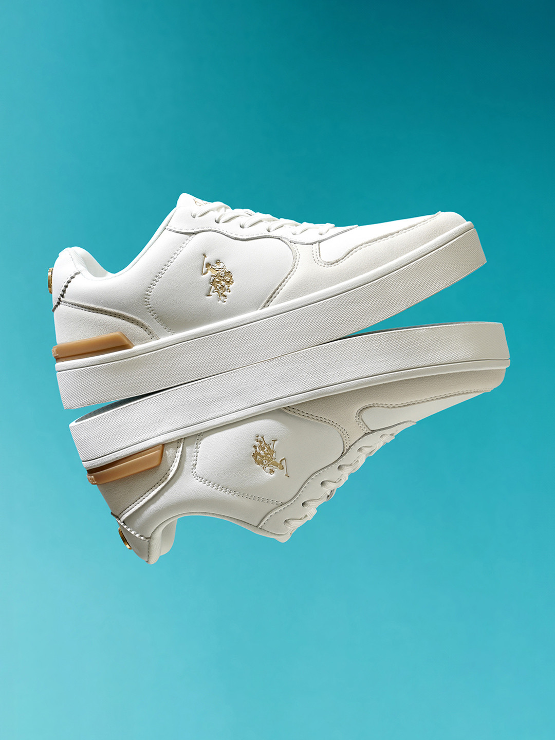 U.S. Polo Assn. Women PU Round Toe Comfort Insole Lace-Ups Sneakers