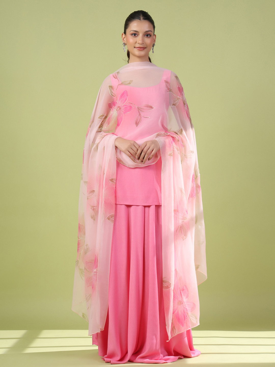 anayna Round Neck Short Kurti with Skirt & Dupatta