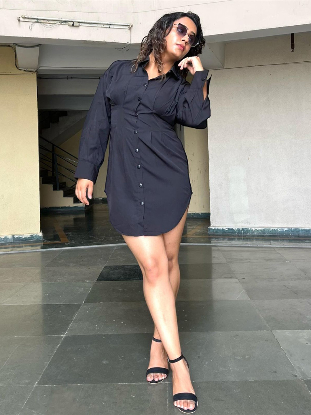 DRESICO Button-Down Detail A-Line Shirt Dress