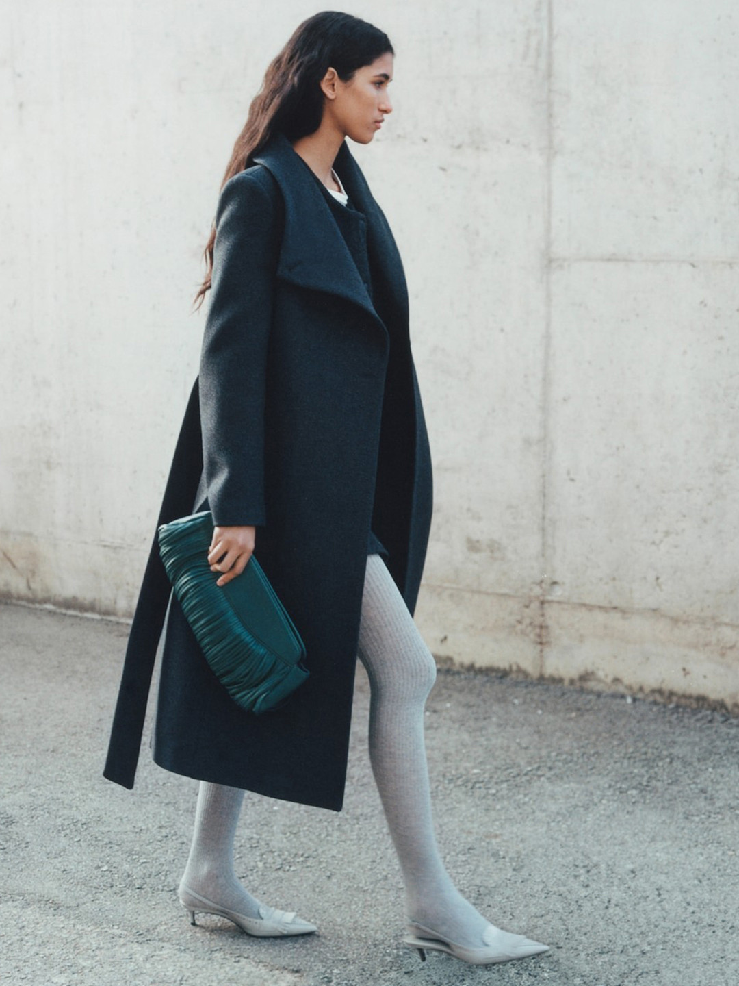 MANGO Fringed Textured Leather Clutch