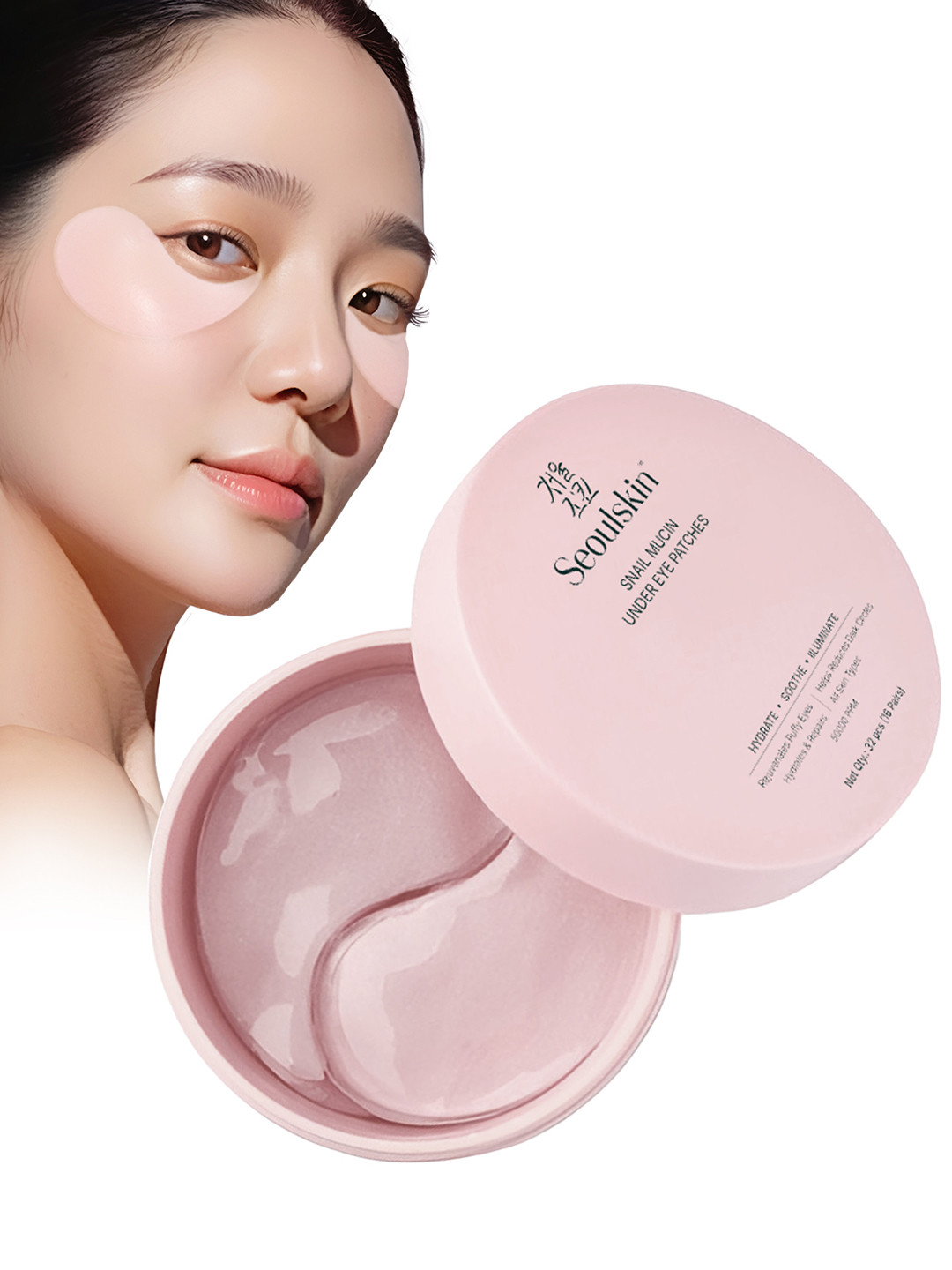 SEOULSKIN Snail Mucin Under Eye Patches For Dark Circles - 32 Pcs - 16 Pairs