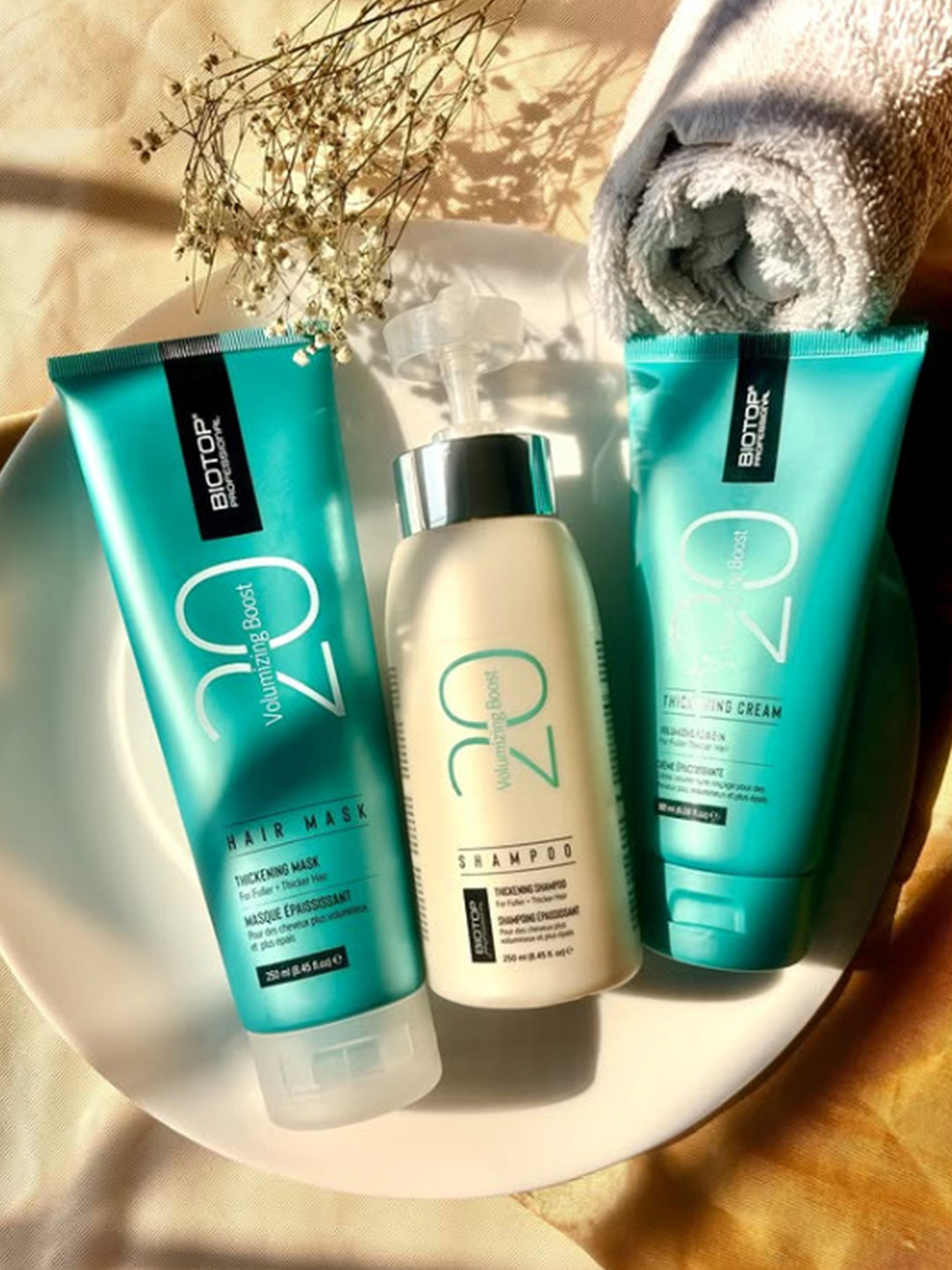 BIOTOP PROFESSIONAL 3Pcs 20 Volumizing Booster Shampoo & Hair Mask with Cream - 250ml Each