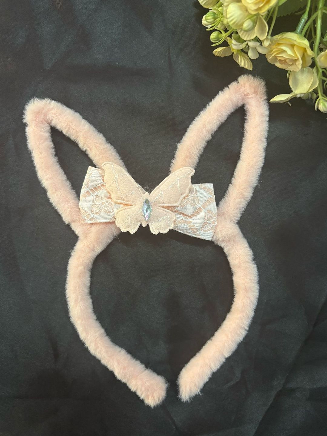 LYKAA Set of 1 Assorted Cute Furry Rabbit Headband with Pearls
