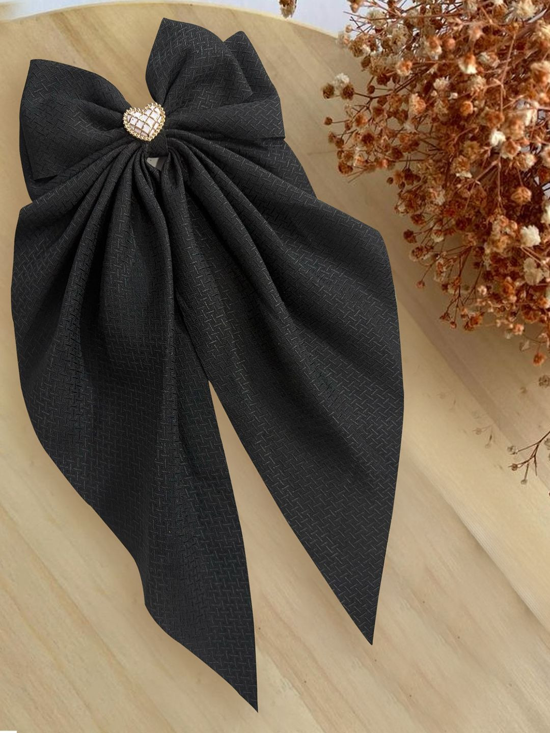 LYKAA Set of 1 Black Big Ribbon Layered Hair Bow Clip